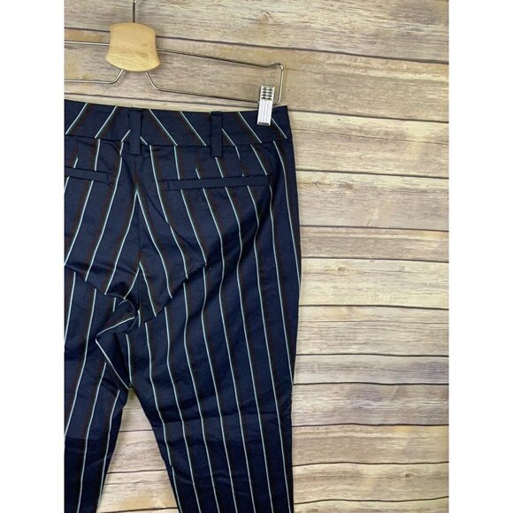 7th Avenue NY&CO Size 2 NWT Slim Ankle Pant Stretch Stripe Flat Front Blue - Picture 7 of 10
